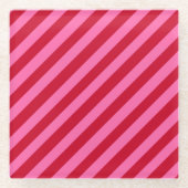 Pink and Red Christmas Peppermint Stripes  Glazen Onderzetter (Voorkant)