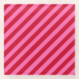 Pink and Red Christmas Peppermint Stripes  Glazen Onderzetter