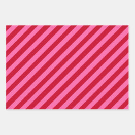 Pink and Red Christmas Peppermint Stripes  Inpakpapier Vel