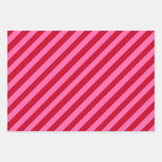 Pink and Red Christmas Peppermint Stripes  Inpakpapier Vel (Voorkant)