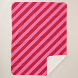 Pink and Red Christmas Peppermint Stripes  Sherpa Deken