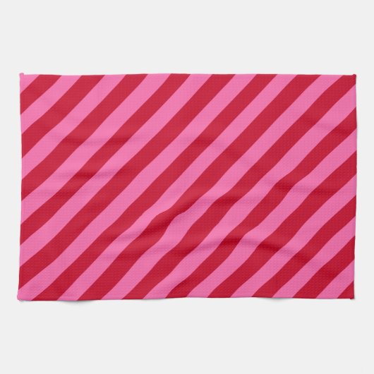 Pink and Red Christmas Peppermint Stripes  Theedoek (Horizontaal)