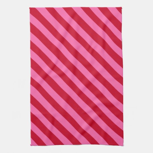 Pink and Red Christmas Peppermint Stripes  Theedoek (Verticaal)