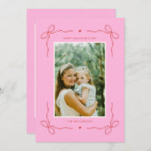 Pink and Red Coquette Bow Valentine's Day Photo Feestdagenkaart (Voorkant / Achterkant)