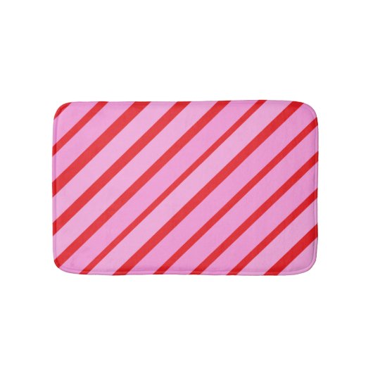 Pink and Red Diagonal Stripes Badmat (Voorkant)