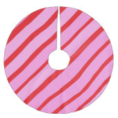 Pink and Red Diagonal Stripes  Kerstboom Rok (Voorkant)
