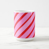 Pink and Red Diagonal Stripes Koffiemok (Center)