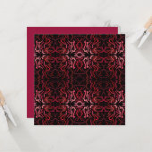 Pink And Red Dots And Squiggles Pattern On Black Kaart (Voorkant / Achterkant in situ)