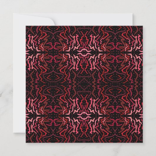 Pink And Red Dots And Squiggles Pattern On Black Kaart (Voorkant)