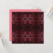 Pink And Red Dots And Squiggles Pattern On Black Kaart (Voorkant / Achterkant in situ)