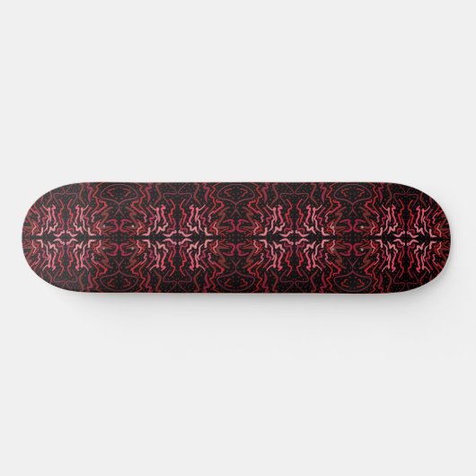 Pink And Red Dots And Squiggles Pattern On Black Persoonlijk Skateboard (Horizontaal)