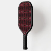 Pink And Red Dots And Squiggles Pattern On Black Pickleball Paddle (Links)