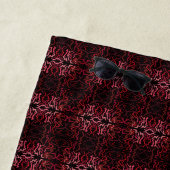 Pink And Red Dots And Squiggles Pattern On Black Strandlaken (In situ)