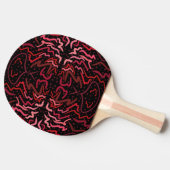 Pink And Red Dots And Squiggles Pattern On Black Tafeltennisbatje (Zijkant)