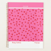 Pink and Red Feminine Minimalist Floral Large Planner (Voorkant)