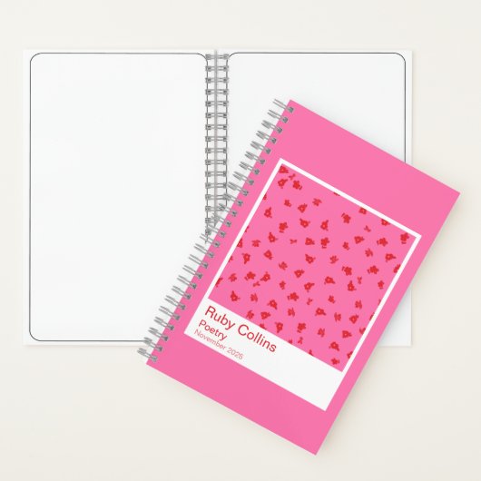 Pink and Red Floral Aesthetic Notebook Notitieboek (Binnen)