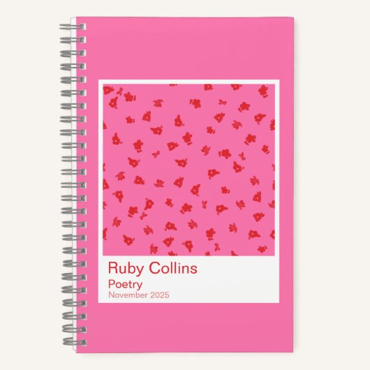 Pink and Red Floral Aesthetic Notebook Notitieboek (Voorkant)