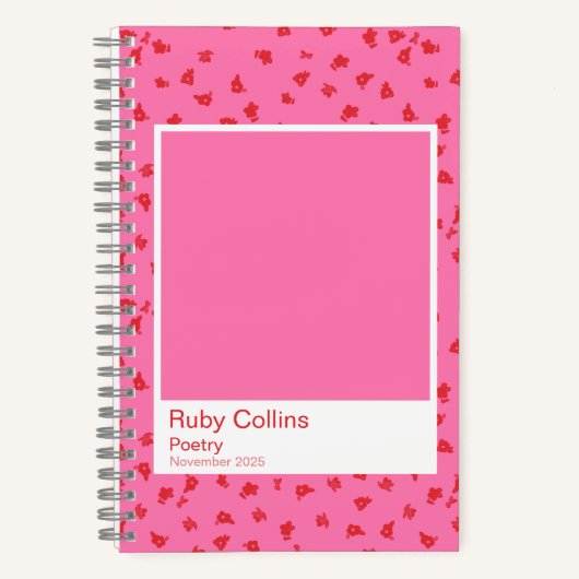 Pink and Red Floral Aesthetic Notebook Notitieboek (Voorkant)