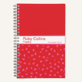 Pink and Red Floral Split Pattern Notebook Notitieboek (Voorkant)
