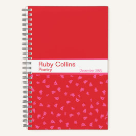 Pink and Red Floral Split Pattern Notebook Notitieboek