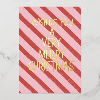 Pink and Red Foil Holiday Card Folie Feestdagenkaart