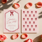 Pink and Red Galentine's Day Party Invitation Kaart