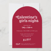 Pink and Red Galentine's Girls Night Party Modern  Kaart (Voorkant)