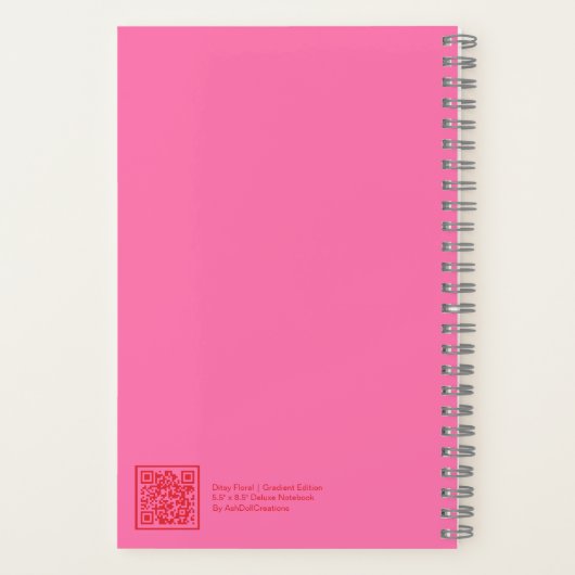 Pink and Red Gradient Floral Aesthetic Notebook Notitieboek (Achterkant)