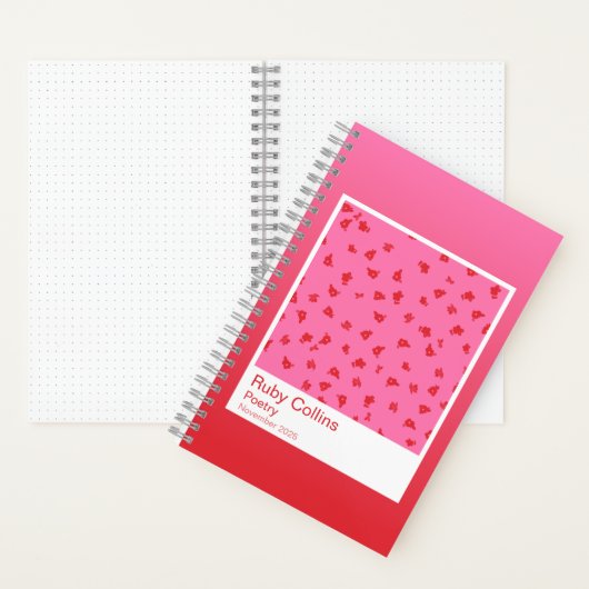 Pink and Red Gradient Floral Aesthetic Notebook Notitieboek (Binnen)