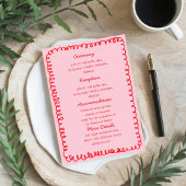 Pink and Red hand drawn heart Whimsical Wedding  Kaart