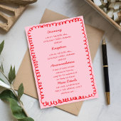 Pink and Red hand drawn heart Whimsical Wedding  Kaart
