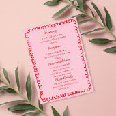 Pink and Red hand drawn heart Whimsical Wedding  Kaart