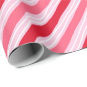 Pink and Red Hand Drawn Stripe Wrapping Paper Cadeaupapier (Rol Hoek)