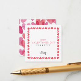 Pink and Red Heart Square Enclosure Valentine Card Informatiekaartje