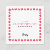 Pink and Red Heart Square Enclosure Valentine Card Informatiekaartje (Voorkant)