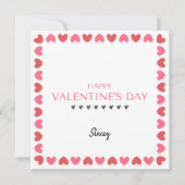 Pink and Red Heart Square Valentine Card (Voorkant)