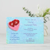 Pink and Red Hearts Engagement Party Kaart (Staand voorkant)