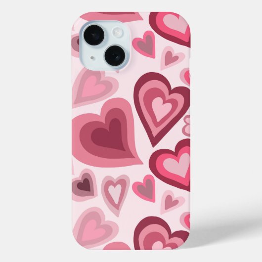 Pink and Red Layered Heart Pattern Case-Mate iPhone Case (Achterkant)