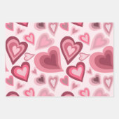 Pink and Red Layered Heart Pattern Inpakpapier Vel (Voorkant)