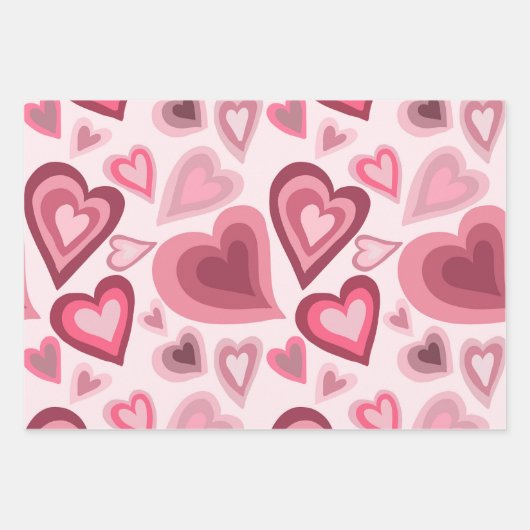 Pink and Red Layered Heart Pattern Inpakpapier Vel (Voorkant)