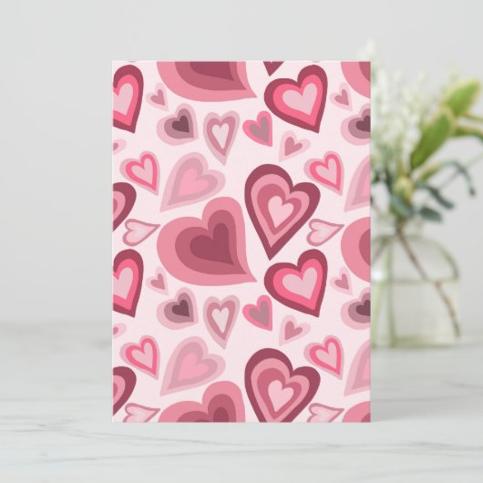 Pink and Red Layered Heart Pattern Kaart (Staand voorkant)