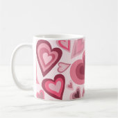 Pink and Red Layered Heart Pattern Koffiemok (Links)