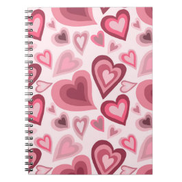 Pink and Red Layered Heart Pattern Notitieboek