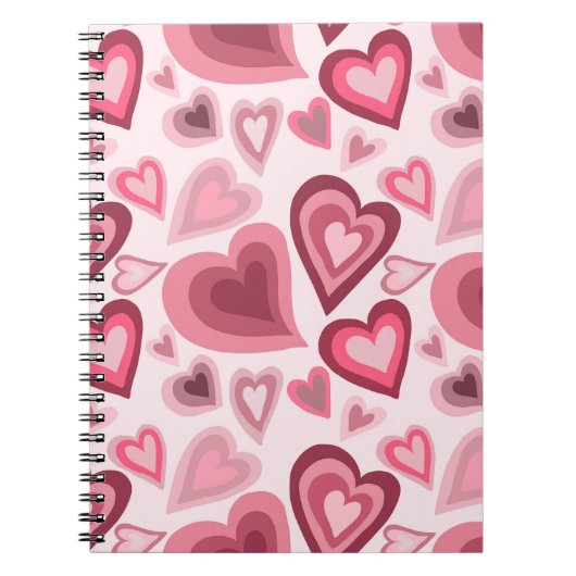 Pink and Red Layered Heart Pattern Notitieboek (Voorkant)
