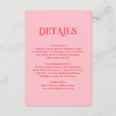 Pink and Red Minimalist Retro Wedding Details Informatiekaartje (Voorkant)