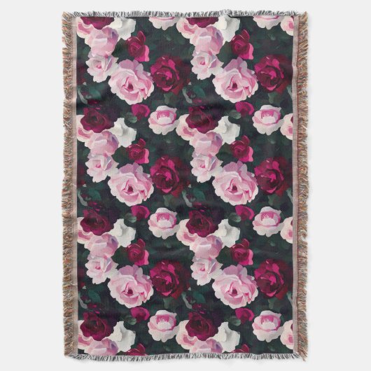 Pink and Red Painted Roses Deken (Voorkant Verticaal)