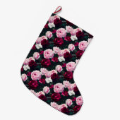 Pink and Red Painted Roses Grote Kerstsok (Voorkant (Hangend))