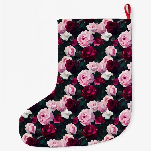 Pink and Red Painted Roses Grote Kerstsok (Achterkant)