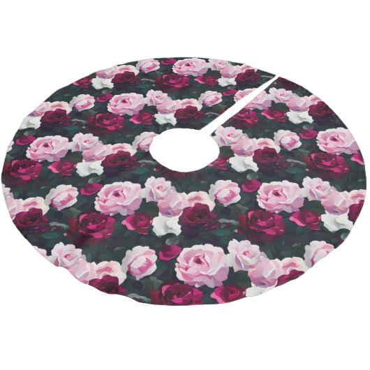 Pink and Red Painted Roses Kerstboom Rok (Gekanteld)