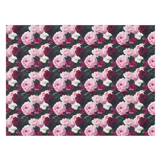 Pink and Red Painted Roses Tafelkleed (Voorkant (Horizontaal))